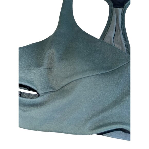 Zella Racerback Sports Bra Size Small Army Green Wirefree - Picture 2 of 7